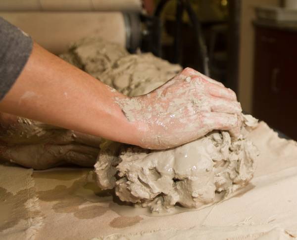 Wet pottery clay