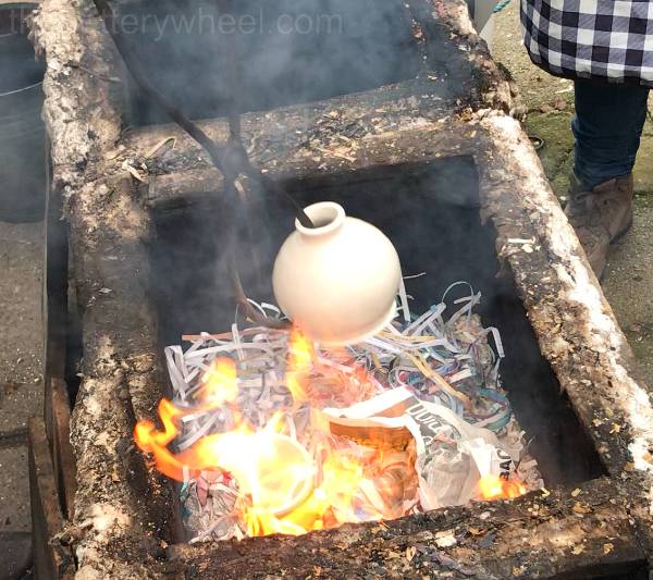 Raku firing pottery