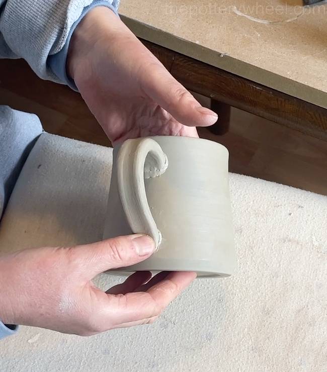 attaching a handle to a mug