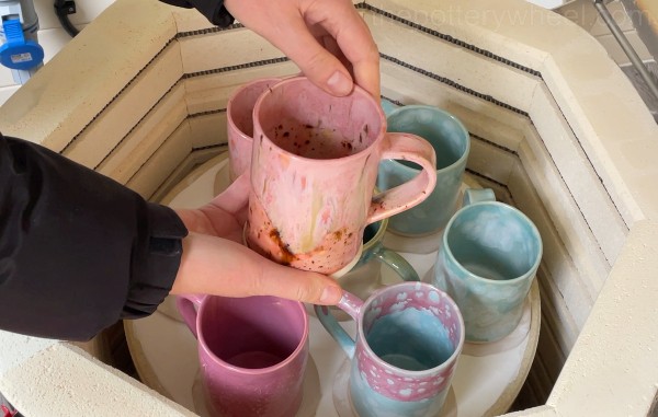 pottery glaze unloaded from electric kiln