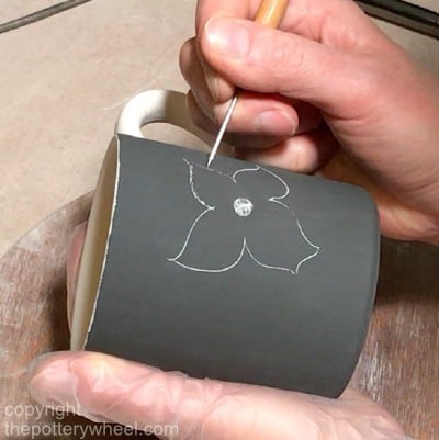 how to do sgraffito pottery with bisque clay
