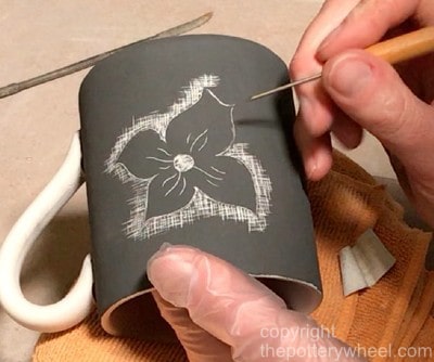 how to do sgraffito pottery with bisqueware