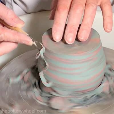 trimming marbled pottery