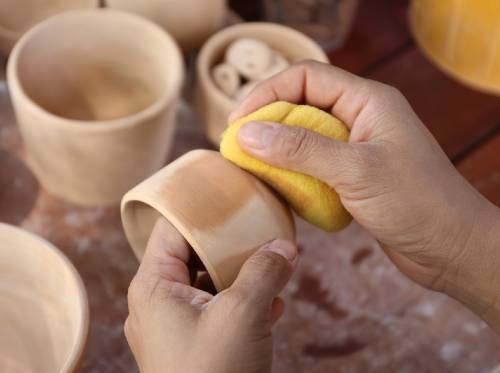 sanding pottery