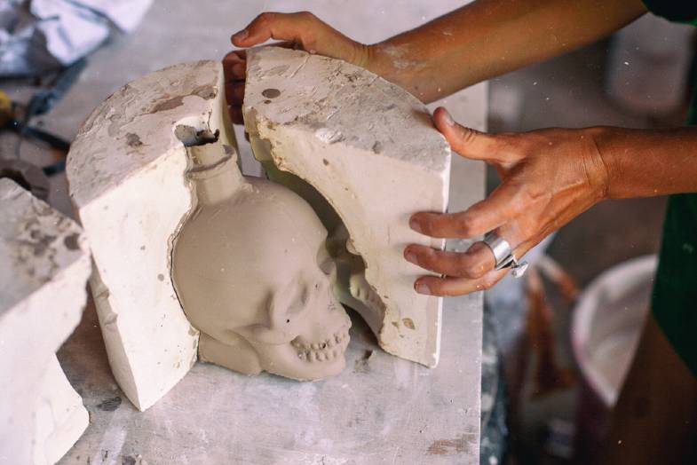 Plaster of Paris mold used to make a ceramic vessel, thinned out