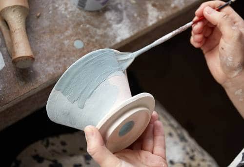 decorating pottery with brushing glaze