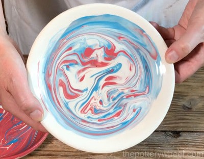 decorating pottery with marbled slip