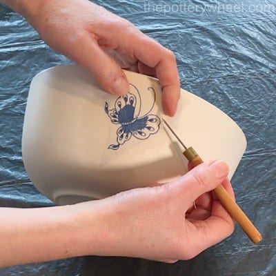 underglaze decal being removed