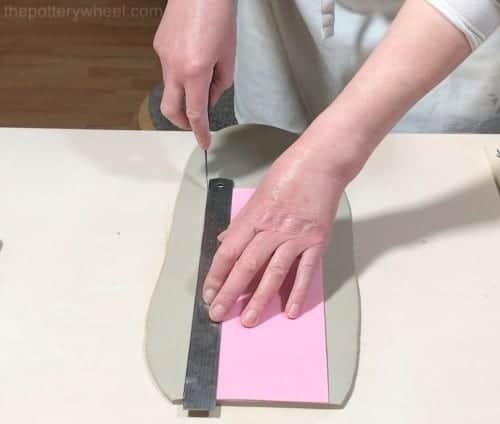 cutting out slab with template