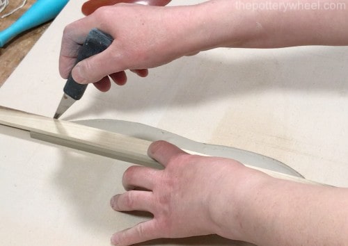 cutting clay strap handle to length