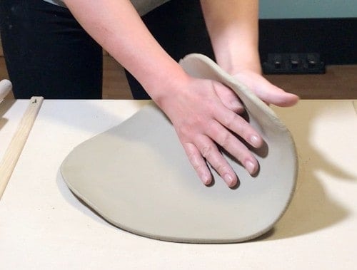 turning the clay when making slab plates