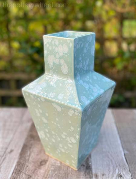 Angular slab pottery vase