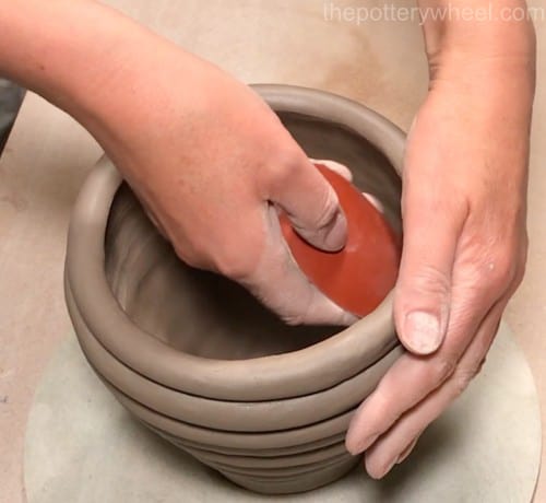 hand building pottery with coil pottery