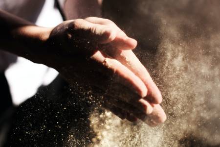 Potters hands creating silica dust