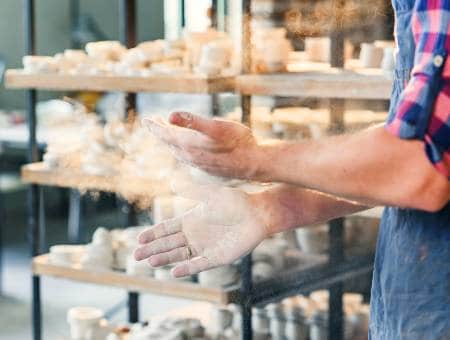 Silica dust in pottery studio