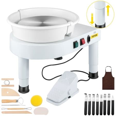 Mini Electric Pottery Wheel Machine Adult Children Ceramic Art Machine with  Tray Speed Adjustable Trimming Tools Supplies