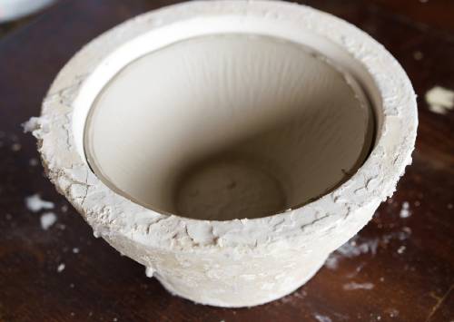 slip cast clay bowl