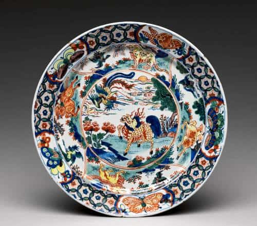 Polychrome delft pottery plate