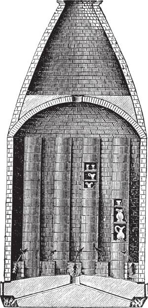 cross section of a woodburning kiln
