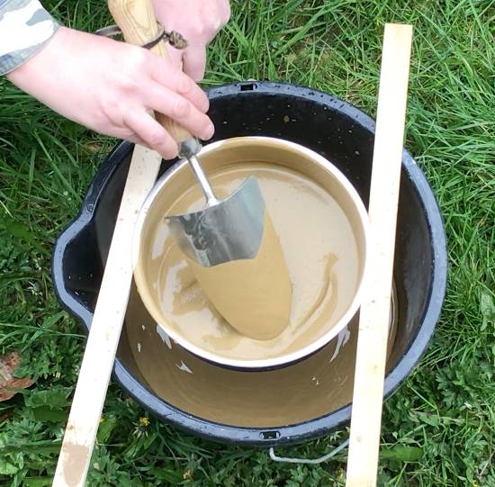 sieving the liquid clay