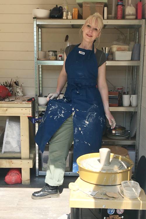 Wear a split leg apron to pottery class