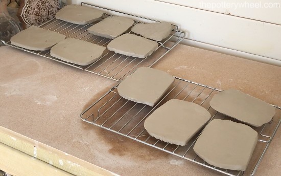 slices of clay drying