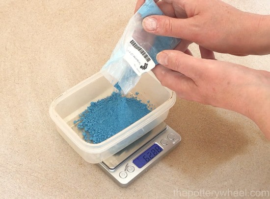 Weighing out ceramic stain