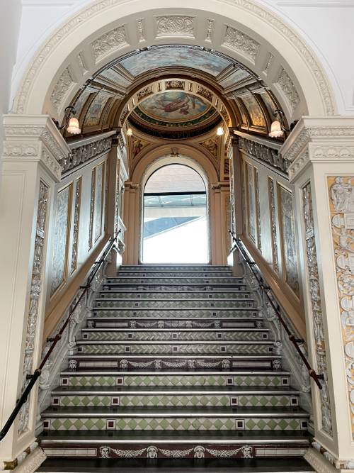 Majolica decorated stairway at the V&A