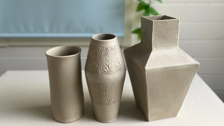 3 Clay Vase Ideas & Free Printable Slab Vase Templates