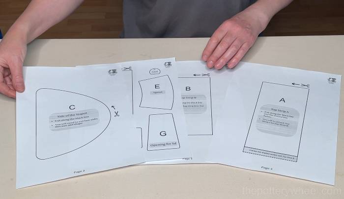 Slab pottery teapot template