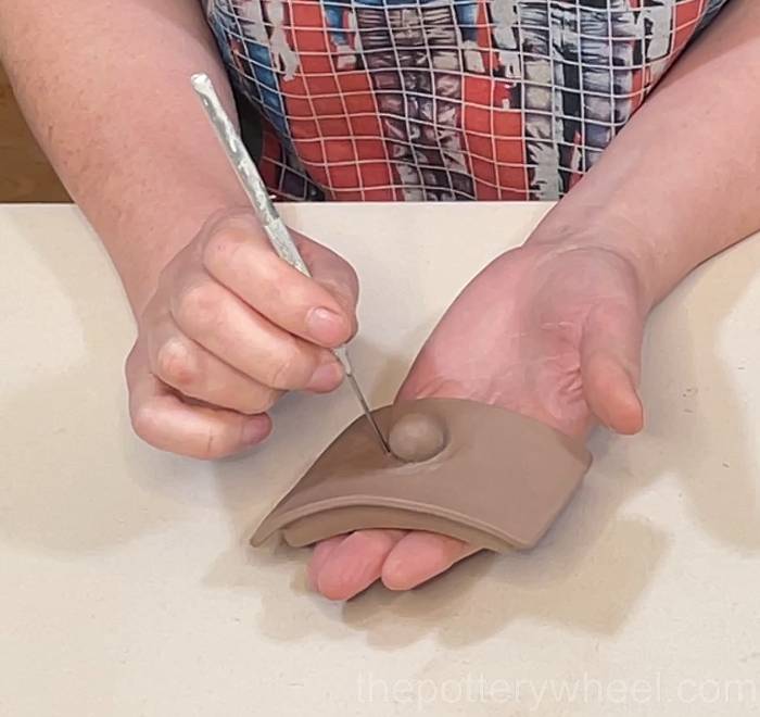 putting a hole in the slab pottery teapot lid