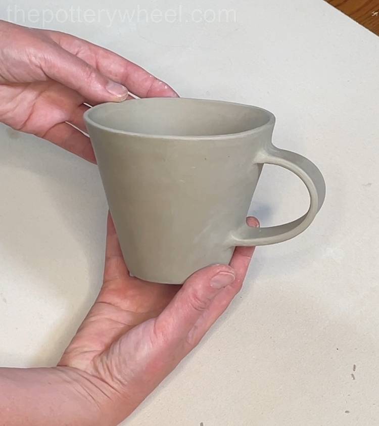 The finished wide rimmed slab pottery mug