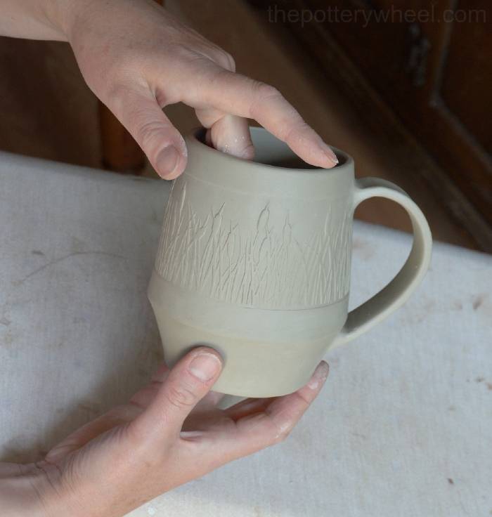 A textured bellied slab mug