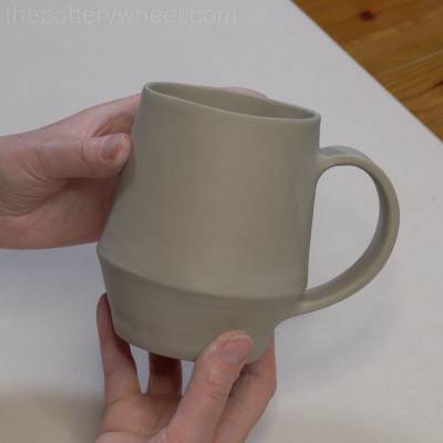 Bellied slab mug with longer handle