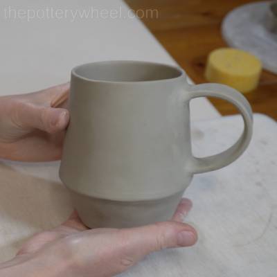 Bellied slab mug with shorter handle
