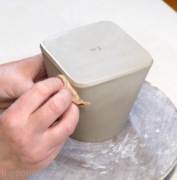 smoothing out the square bottomed slab mug