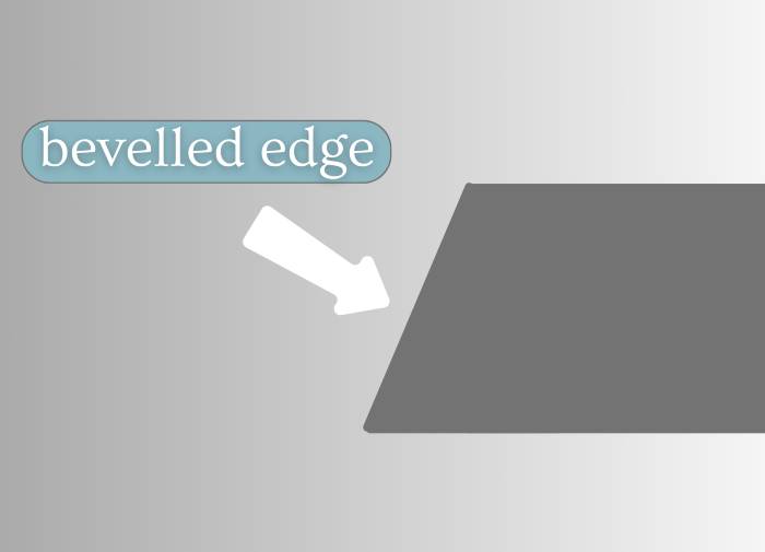 bevelled edge of the clay slab