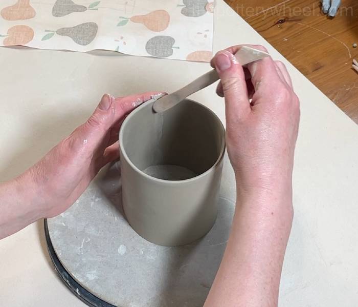 blending the inside of the clay slab