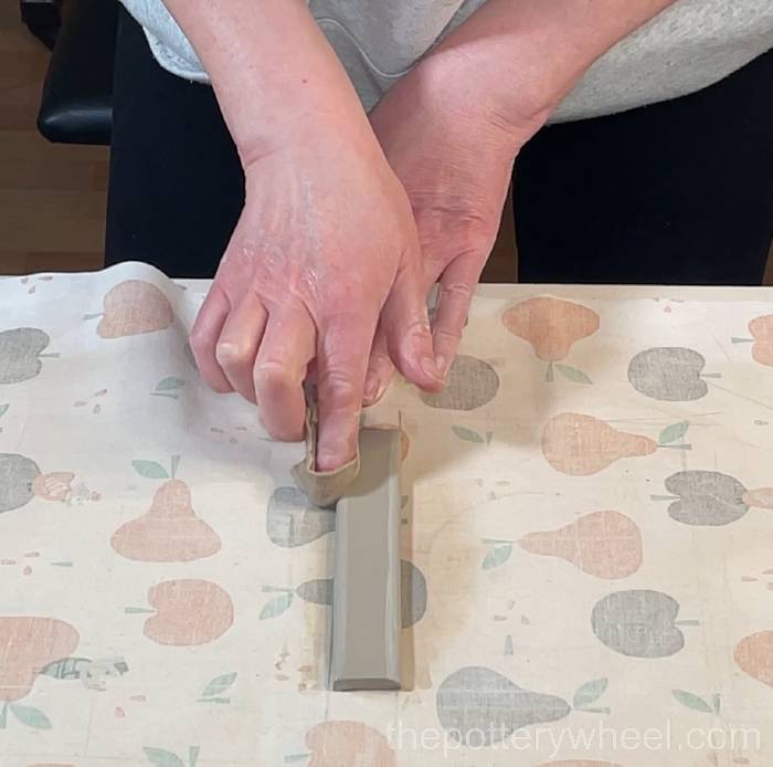 preparing the clay handle