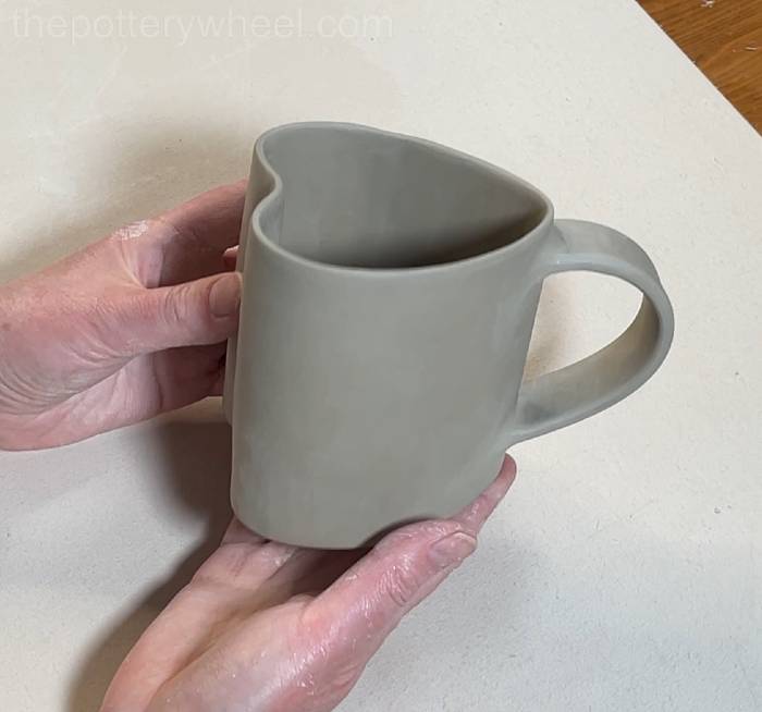 the heart shaped slab pottery mug