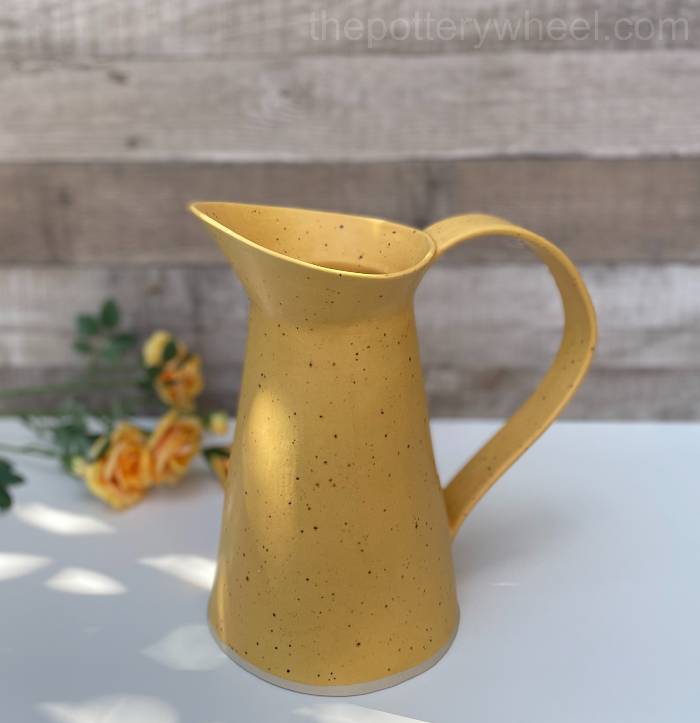 Glazed slab pottery flower jug vase
