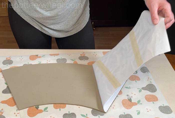 removing the flower jug template from the slab