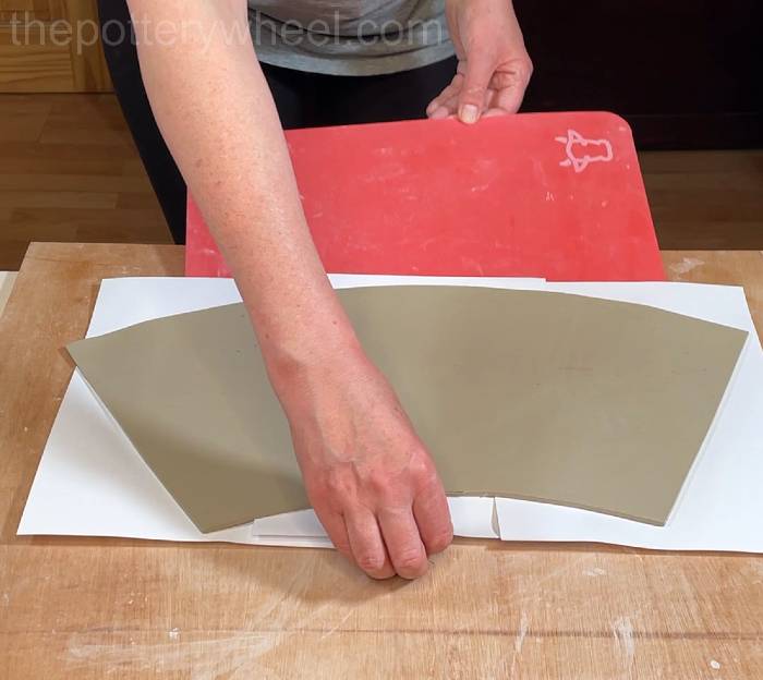 sliding the slab onto the drying board