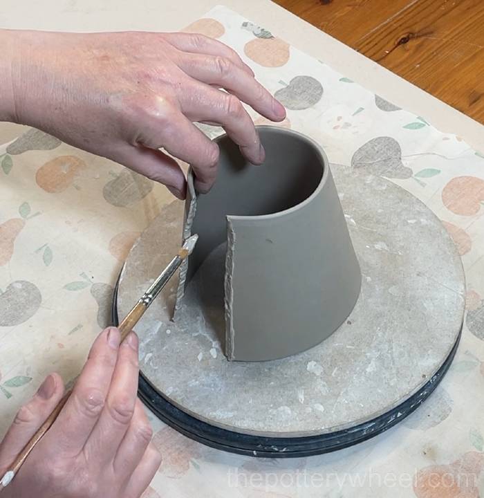 Applying slip to the edge