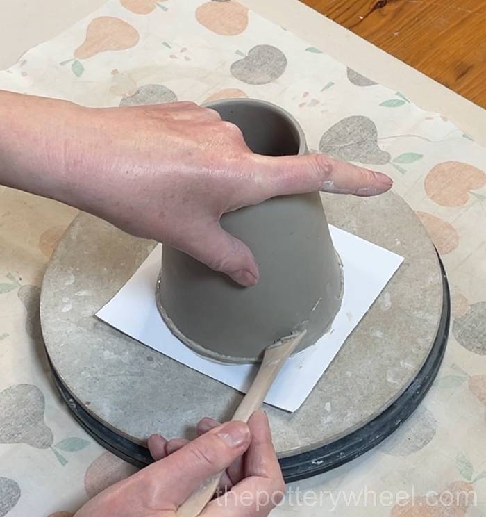 Blending the base onto the pour-over coffee dripper jug