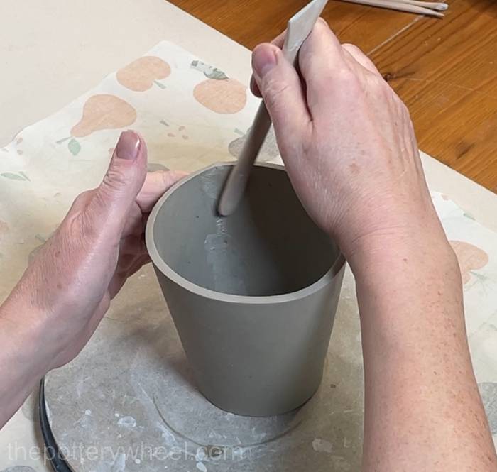 Blending the seam on the inside of the pour-over coffee jug