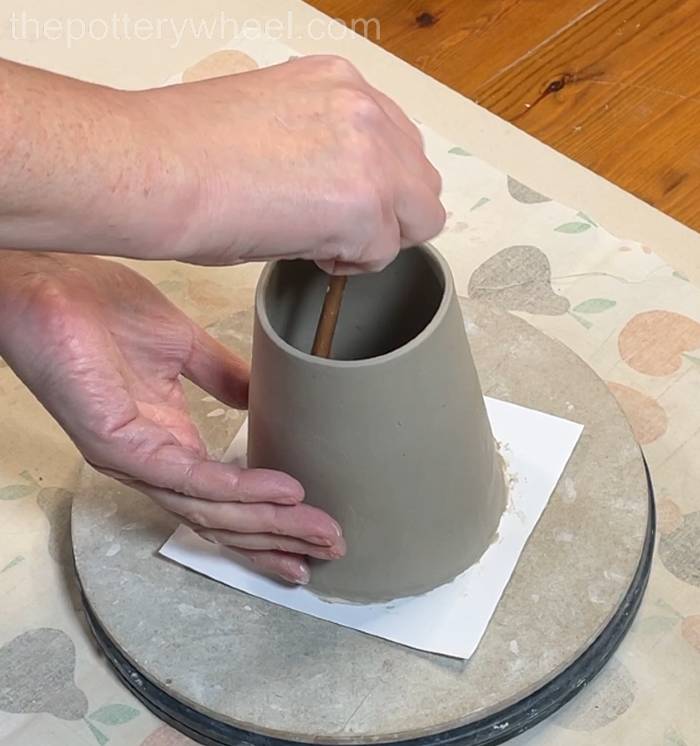 Smoothing the inside join of the pour-over coffee jug