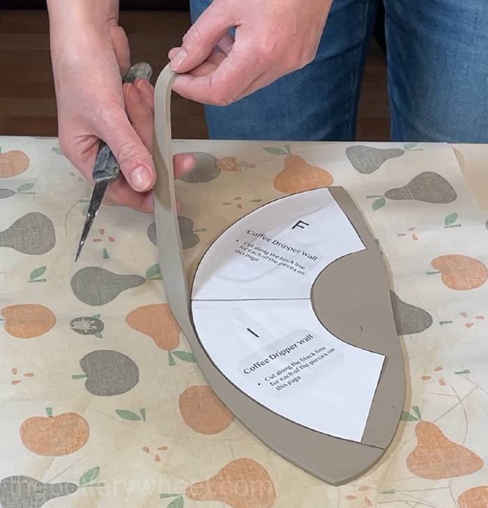 cutting out the slab for the pour over coffee dripper