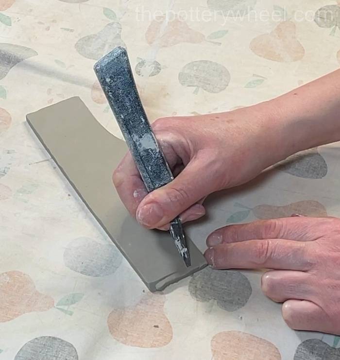 Bevelling the short ends of the vase neck