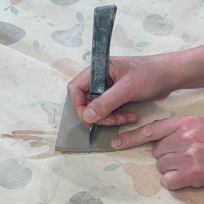 bevelling the clay slab